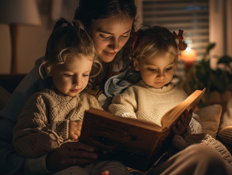 کتابخوانی شبانه برای کودک 